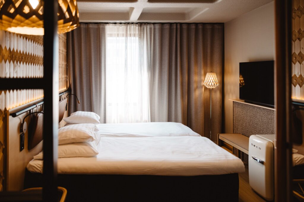 Original Sokos Hotel Lappee hotel room, in Lappeenranta. Photo credit goSaimaa